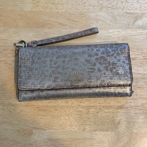 Henri Bendel silver and gold clutch wallet